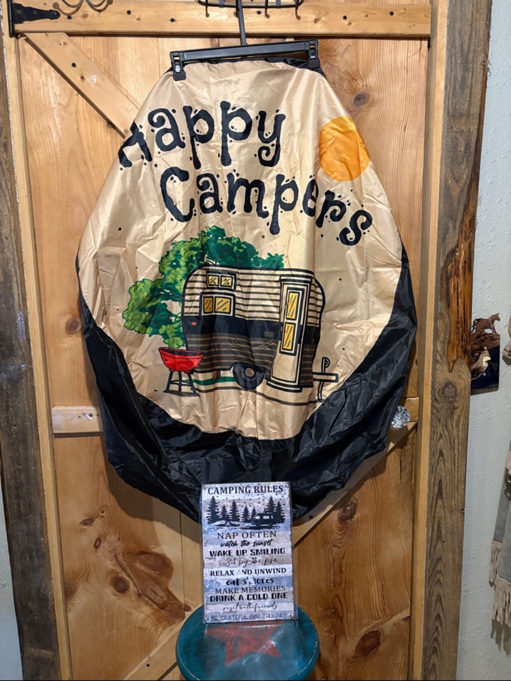 Happy Campers Cover Weatherproof Universal Wheel Protecter Tan and Black